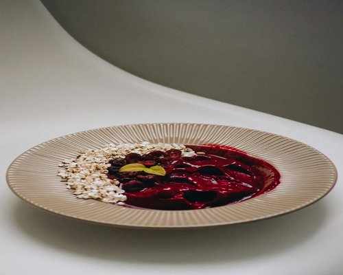 Morning breakfast with oatmeal and fruits