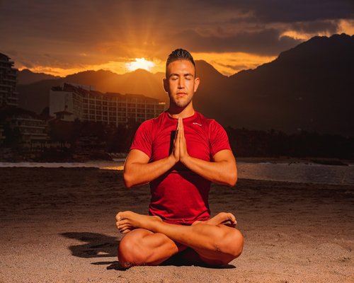 Yoga meditation pose sunset